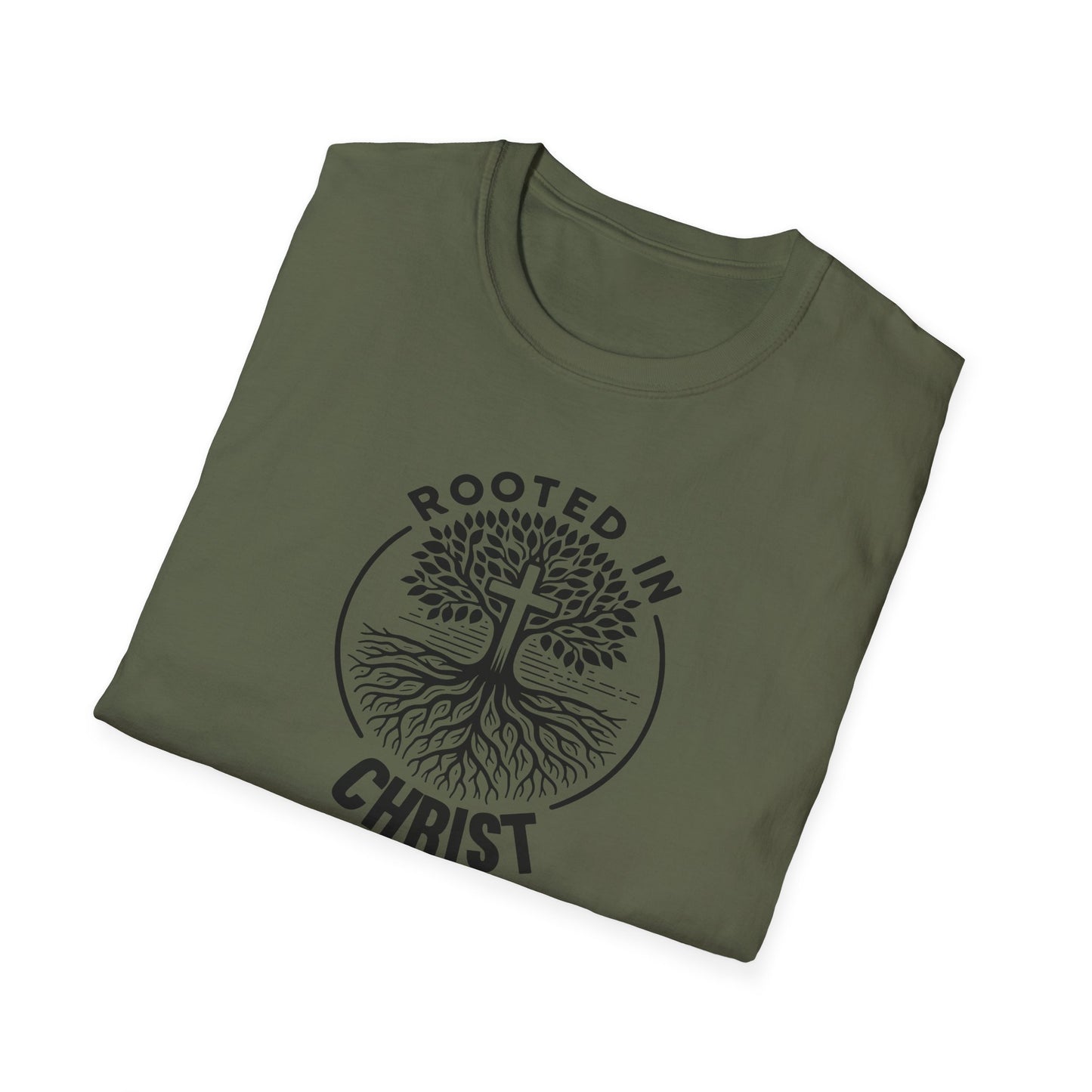 "Rooted In Christ" Front Print Unisex Softstyle T-Shirt