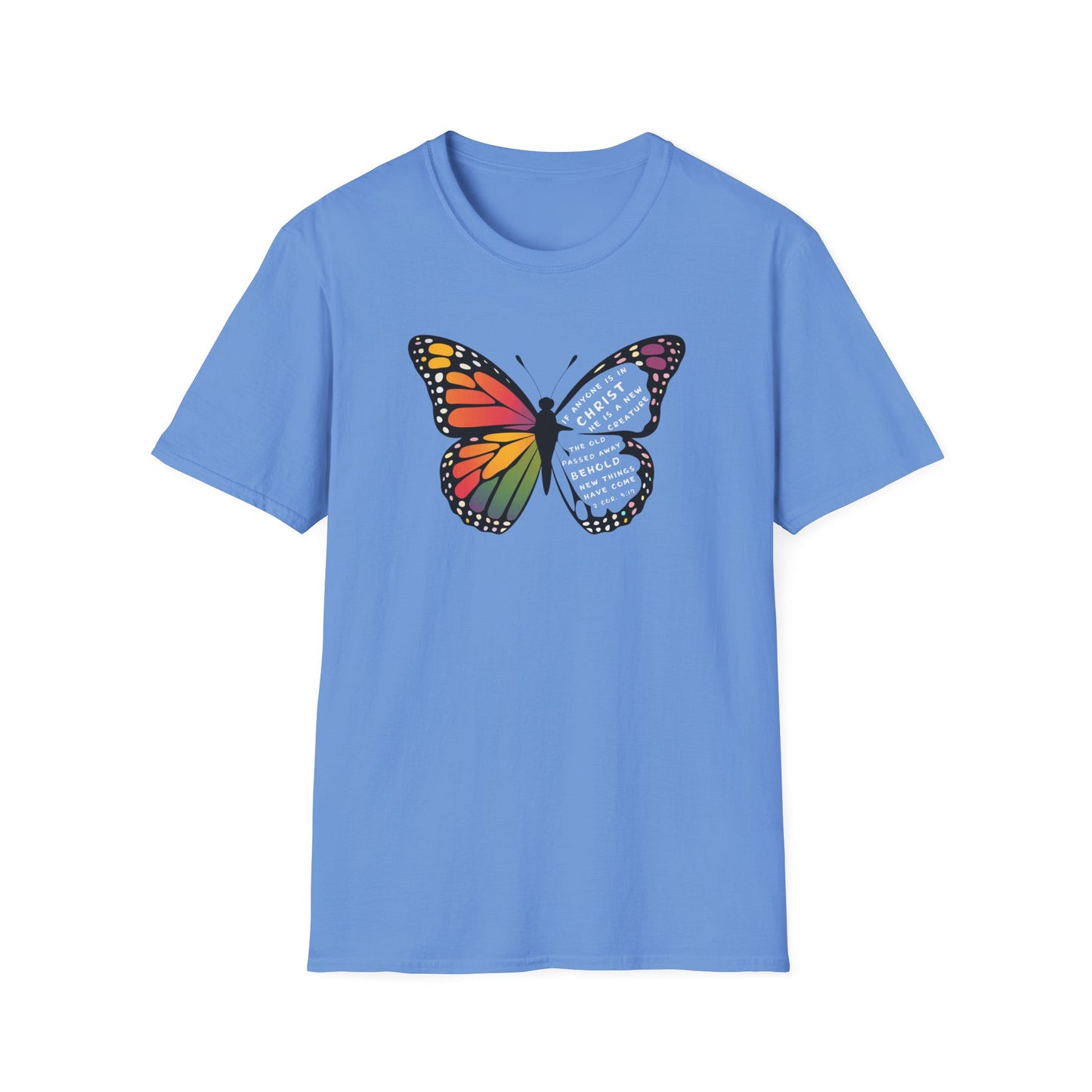 Bold & Colorful “New in Christ” Bible Verse Tee Unisex Softstyle T-Shirt