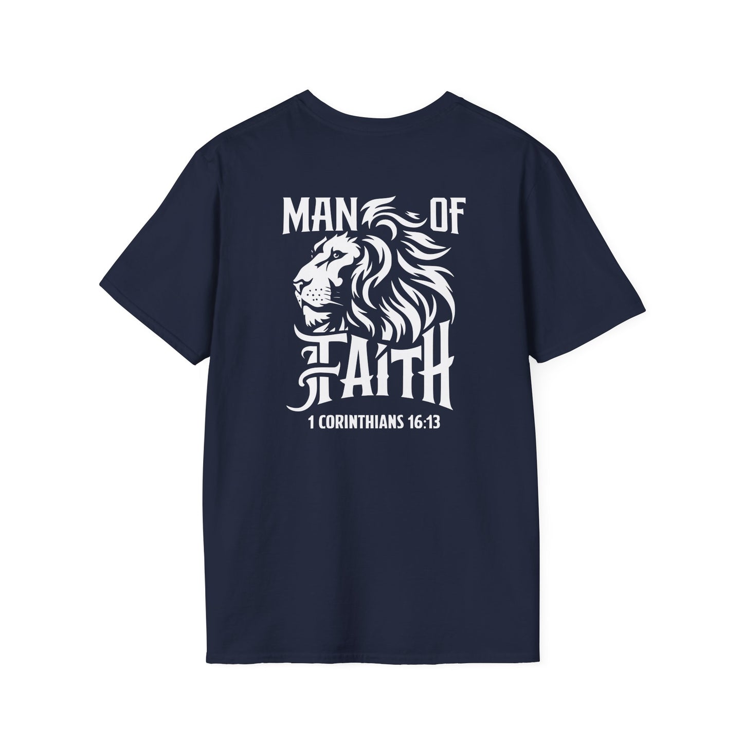 Man of Faith 1 Corth Back Print Unisex Softstyle T-Shirt