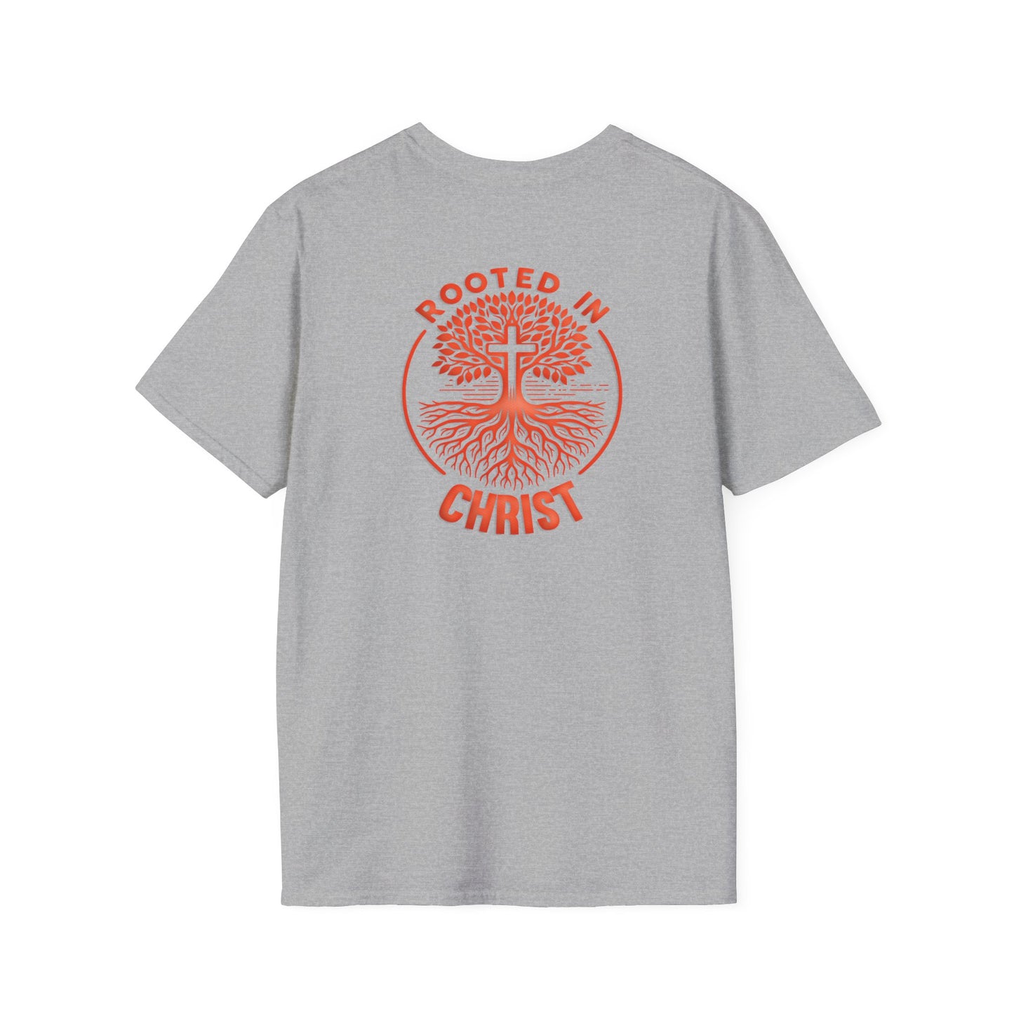 "Rooted In Christ" Back Print Unisex Softstyle T-Shirt