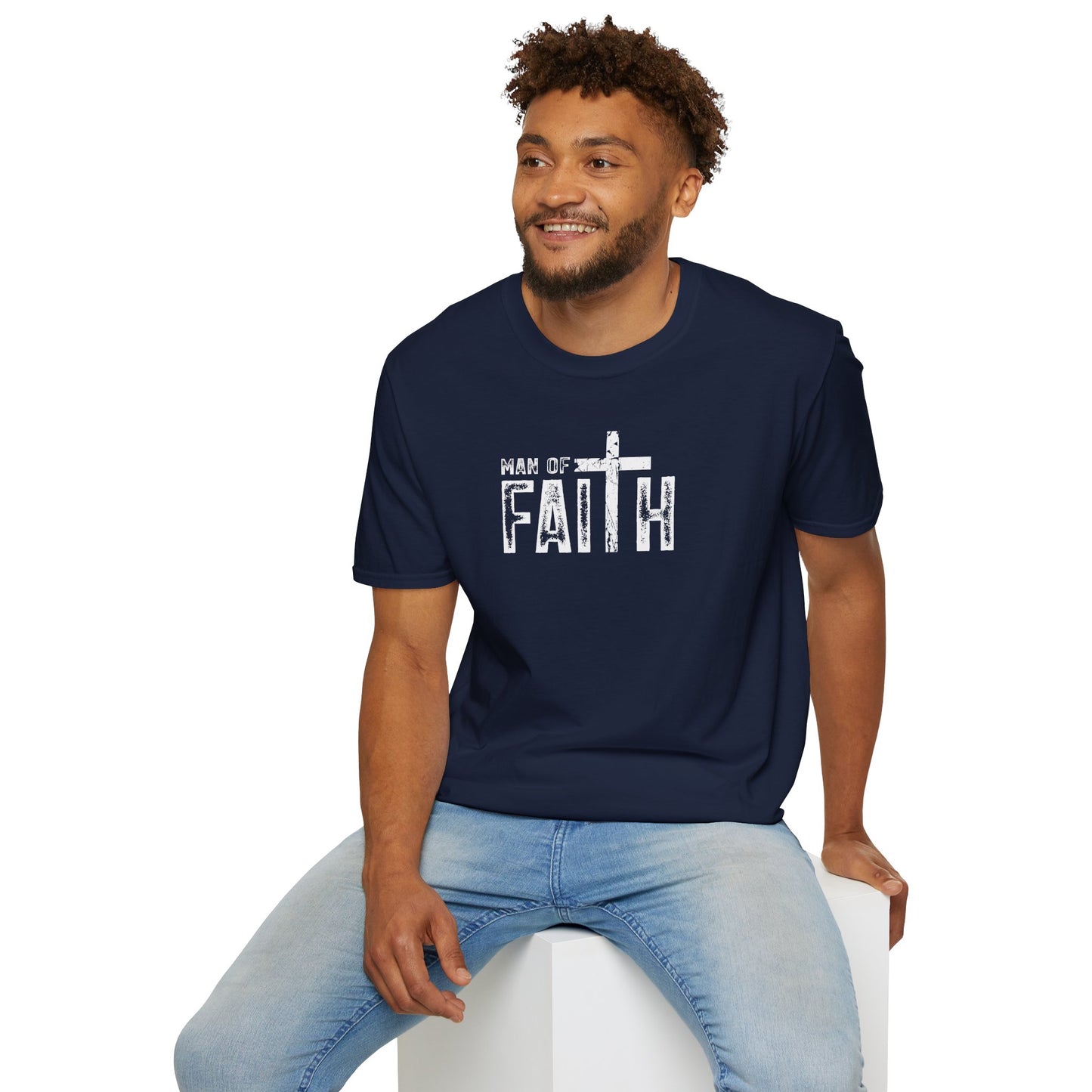 "Man of Faith" Retro Unisex Softstyle T-Shirt