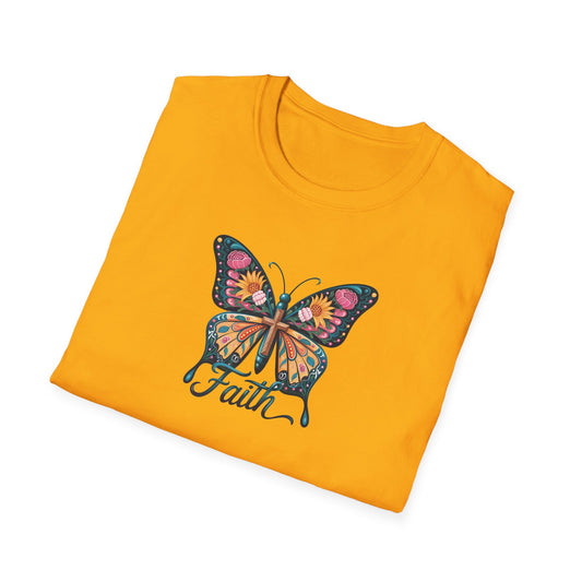 Faith Butterfly - Unisex Softstyle T-Shirt | Inspirational Tee, Gift for Her, Spring Fashion, Spiritual Wear, Summer Outfit