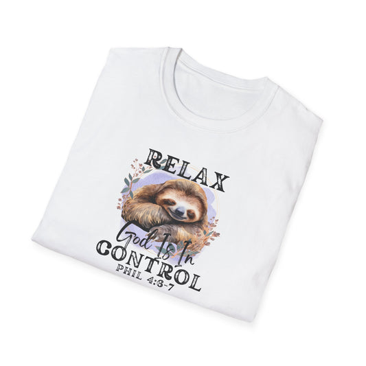 "Relax God is in Control" - Unisex Softstyle T-Shirt