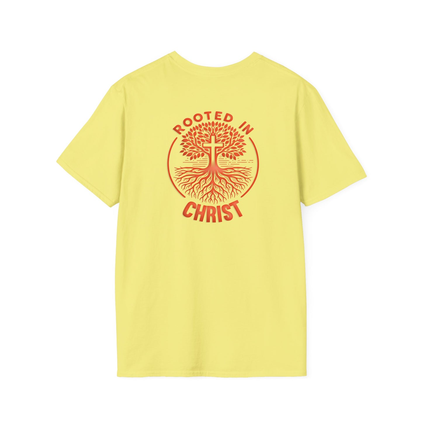 "Rooted In Christ" Back Print Unisex Softstyle T-Shirt