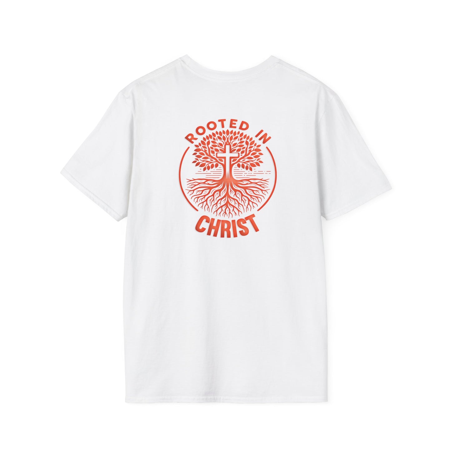 "Rooted In Christ" Back Print Unisex Softstyle T-Shirt