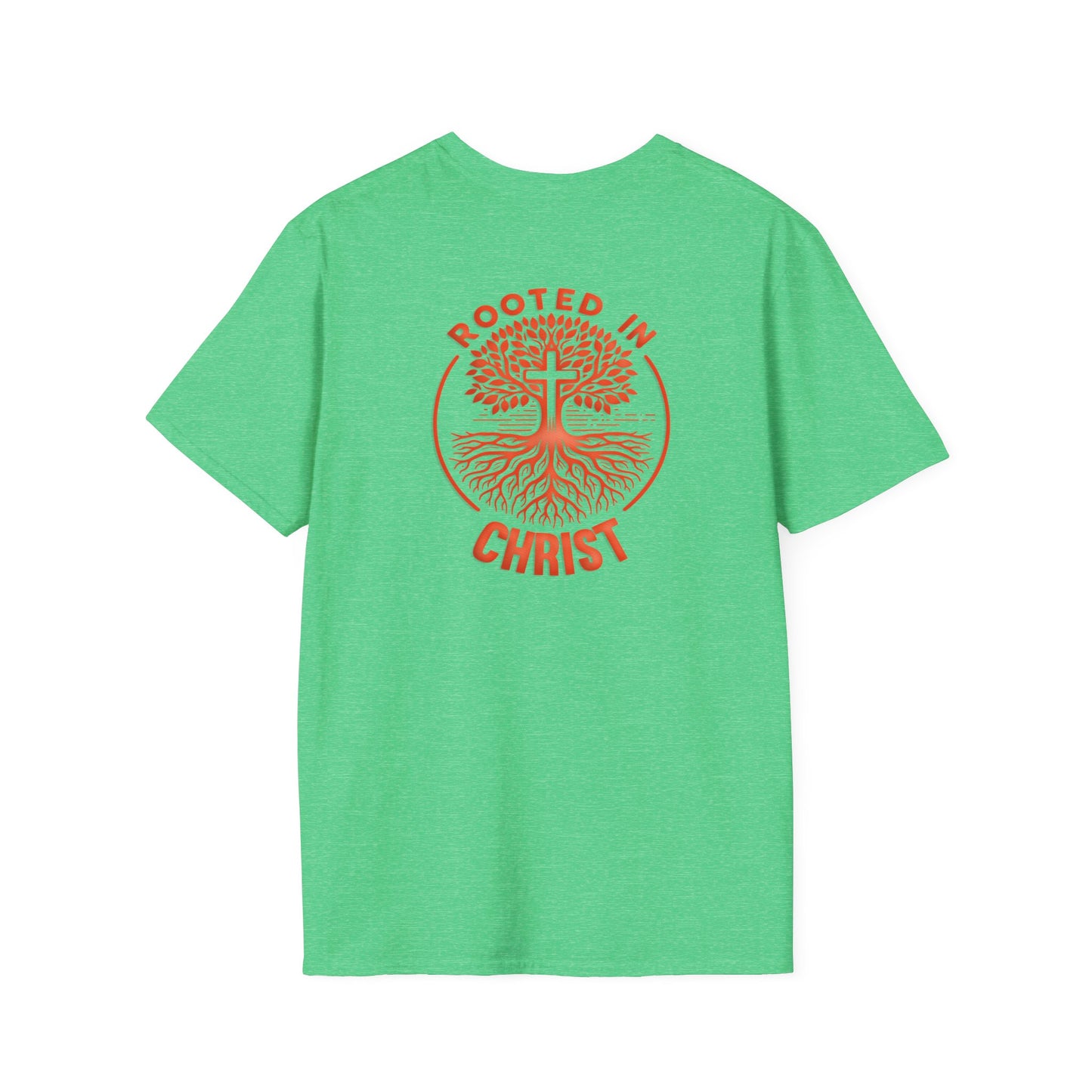 "Rooted In Christ" Back Print Unisex Softstyle T-Shirt