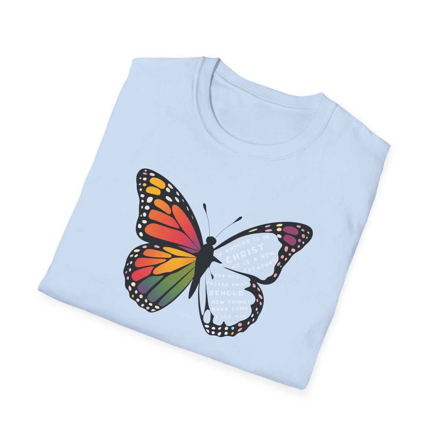 Bold & Colorful “New in Christ” Bible Verse Tee Unisex Softstyle T-Shirt