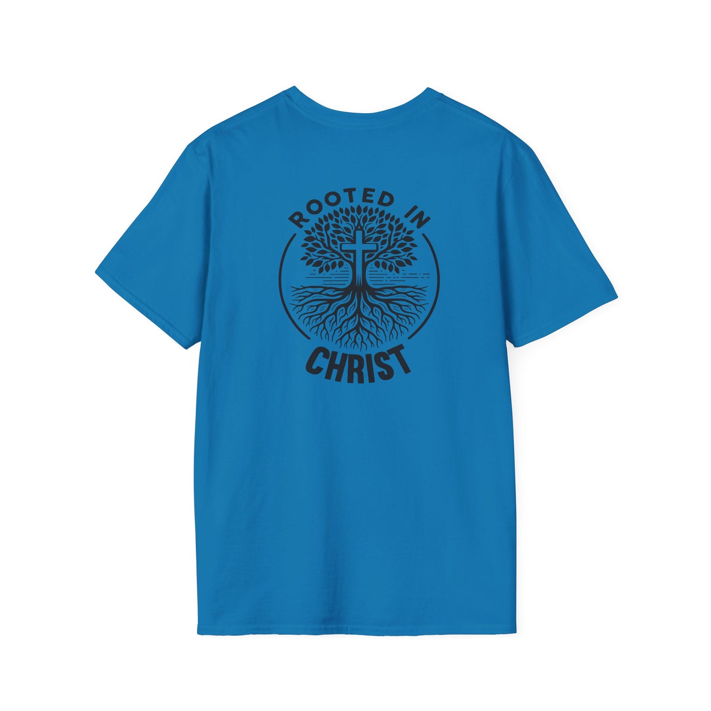 "Rooted In Christ" Back Print Unisex Softstyle T-Shirt