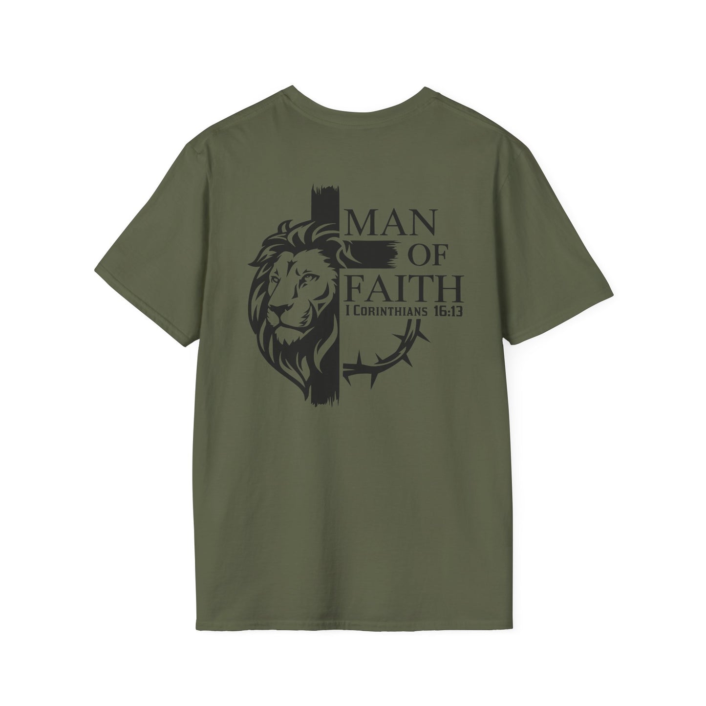 Man of Faith Back PrintUnisex Softstyle T-Shirt
