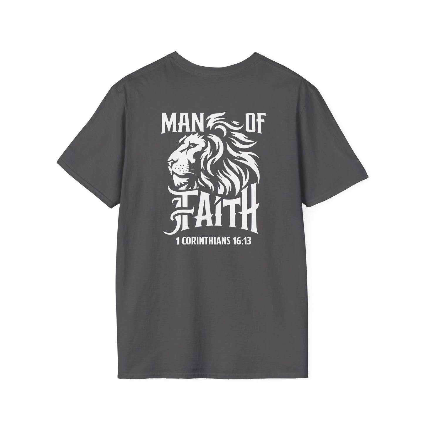 Man of Faith 1 Corth Back Print Unisex Softstyle T-Shirt