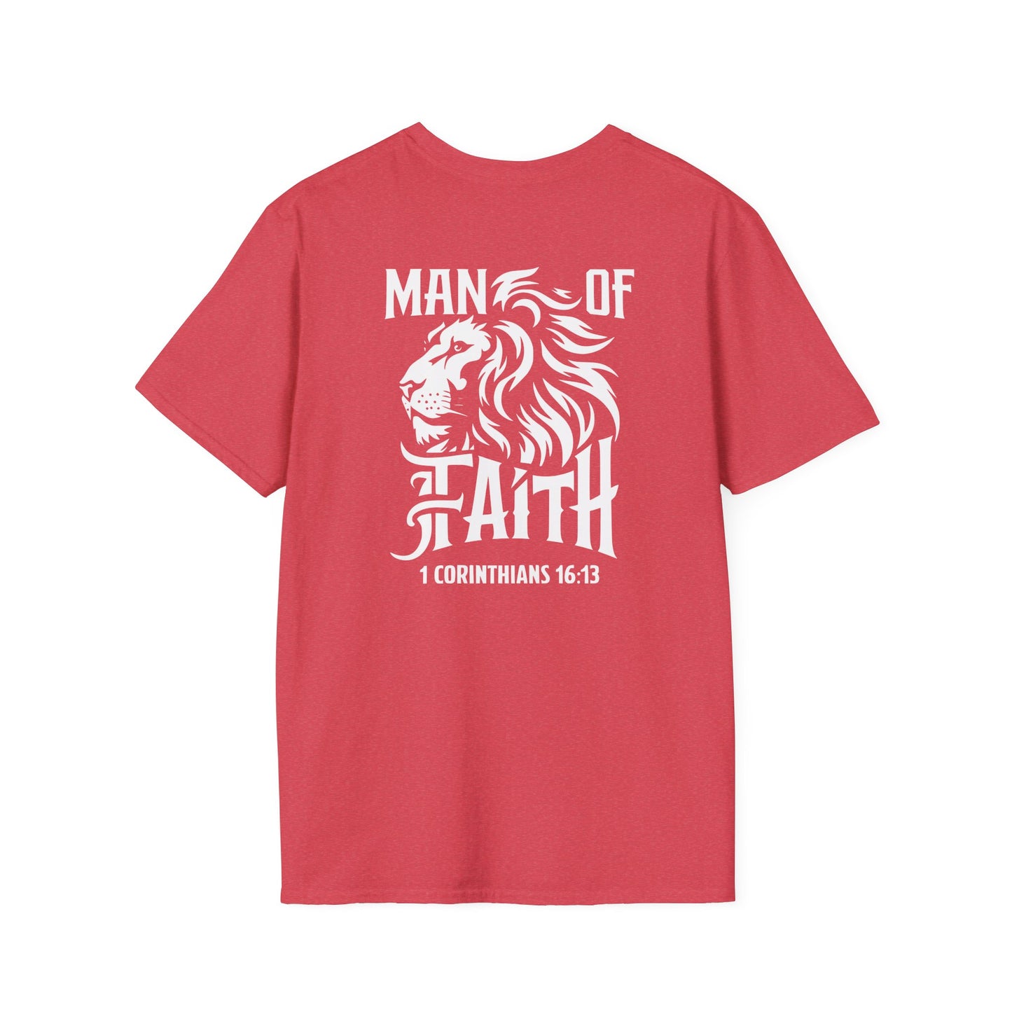 Man of Faith 1 Corth Back Print Unisex Softstyle T-Shirt