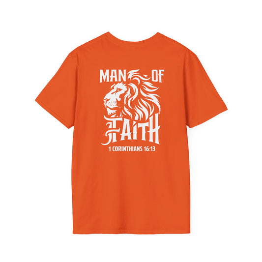 Man of Faith 1 Corth Back Print Unisex Softstyle T-Shirt
