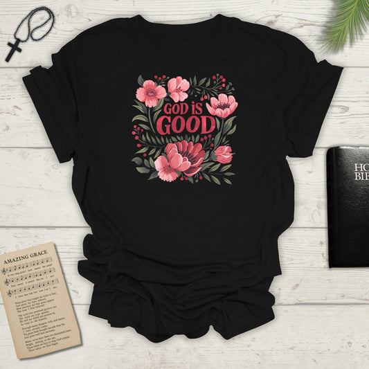 Floral "God is Good" - T-Shirt for Inspirational Wear
