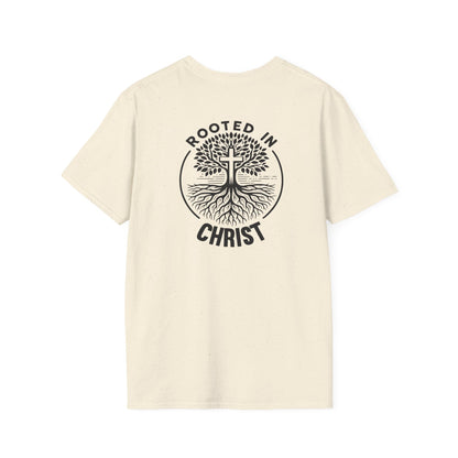 "Rooted In Christ" Back Print Unisex Softstyle T-Shirt