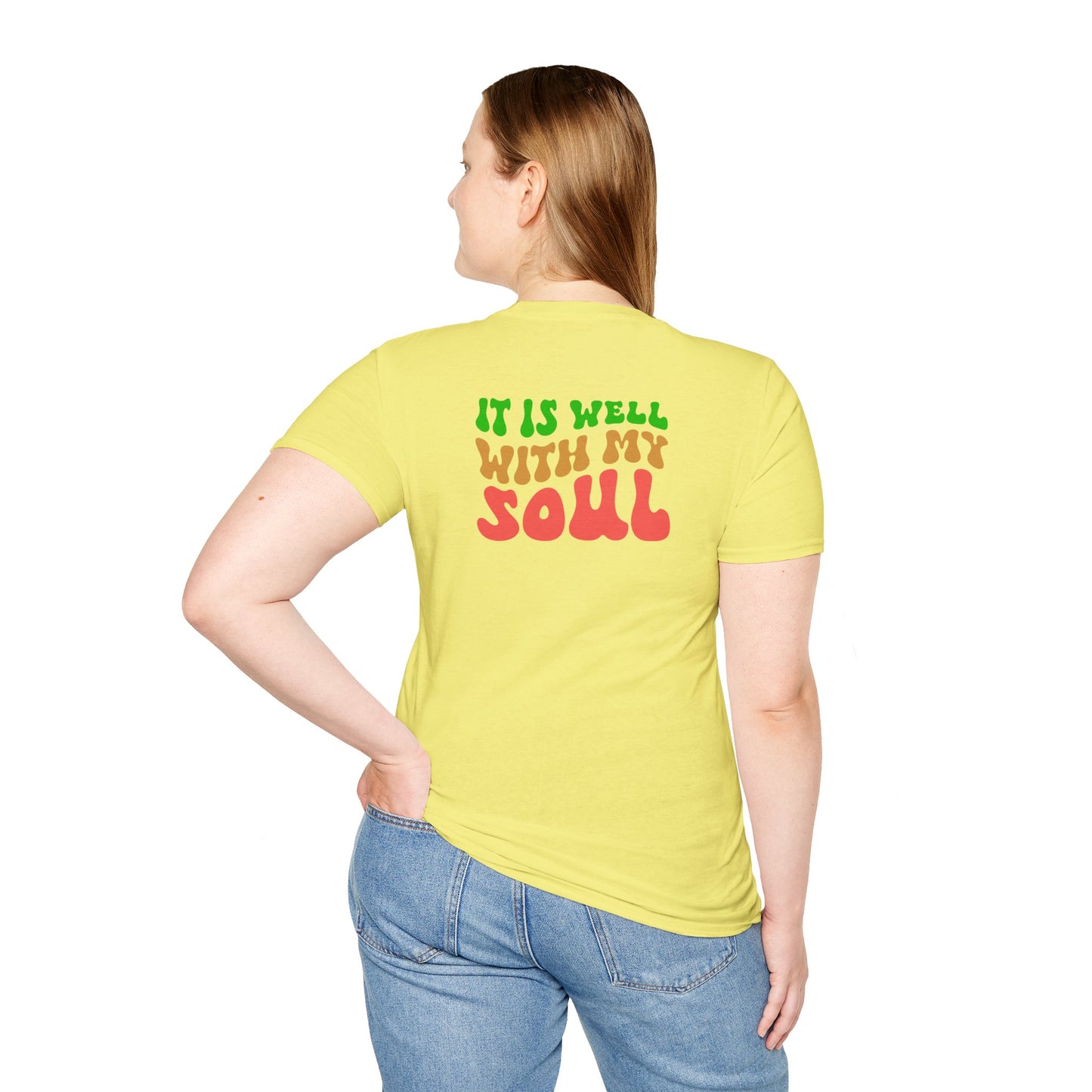 "It Is Well With My Soul" Back - Unisex Softstyle T-Shirt