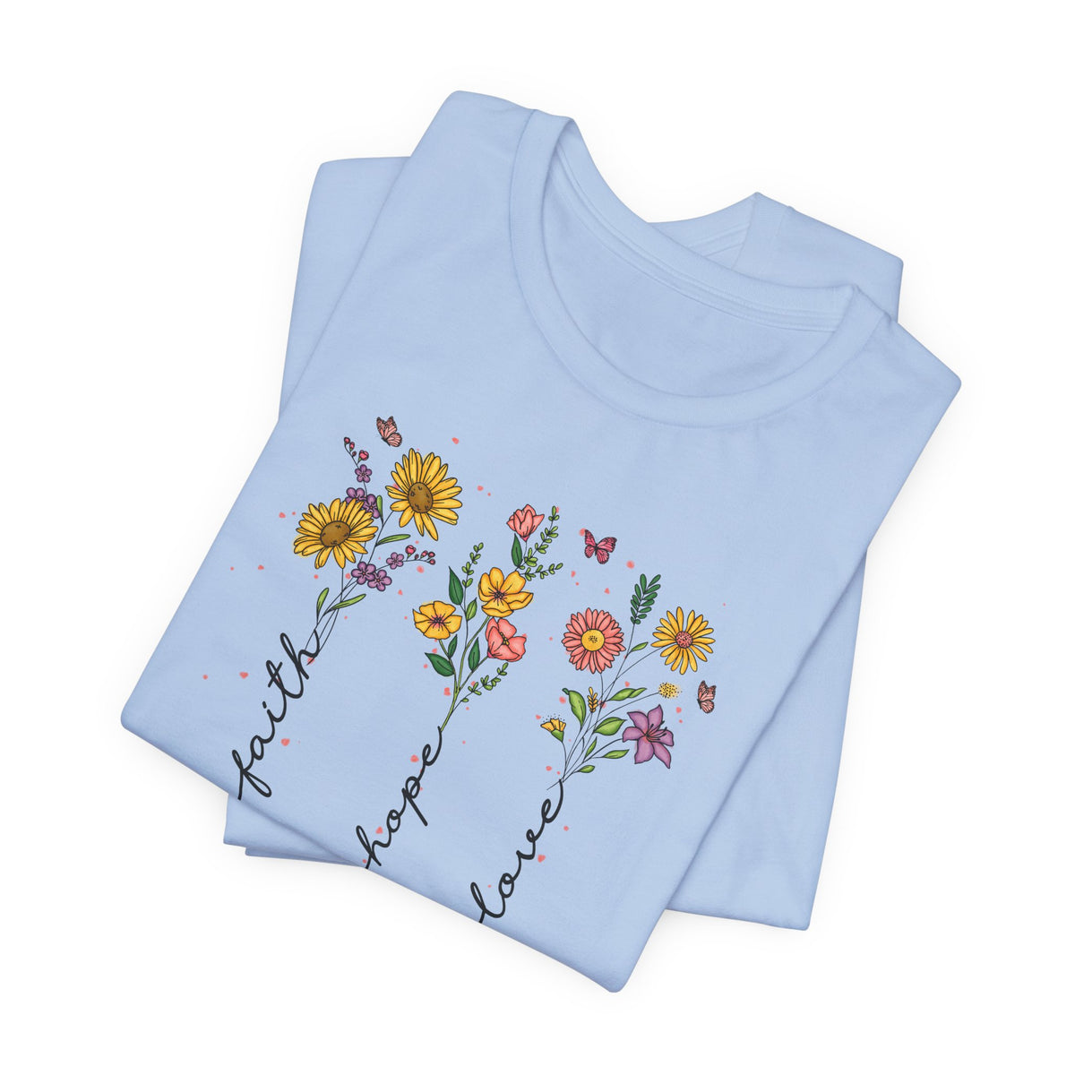 "Faith Hope Love" Flowers Unisex Softstyle T-Shirt