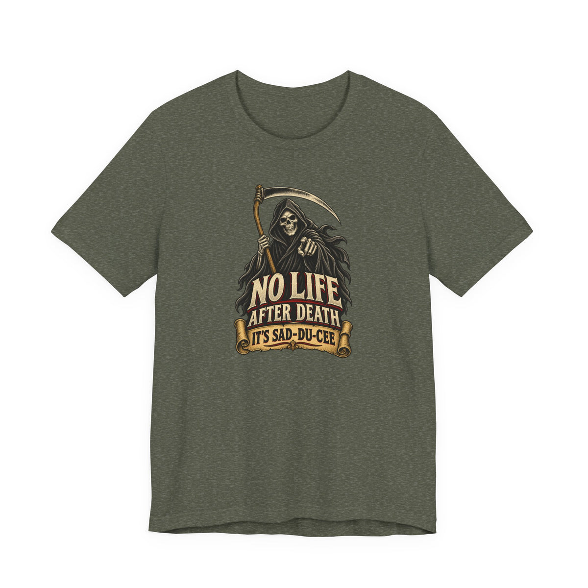 "It's Sad-du-cee" Front Print Vintage Grim Reaper Front Print T-Shirt
