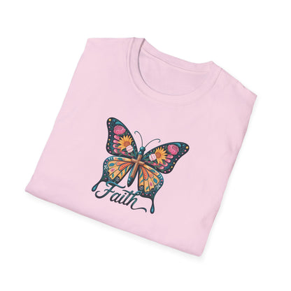 Faith Butterfly - Unisex Softstyle T-Shirt | Inspirational Tee, Gift for Her, Spring Fashion, Spiritual Wear, Summer Outfit