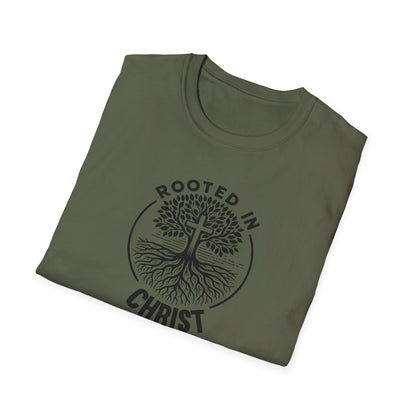 "Rooted In Christ" Front Print Unisex Softstyle T-Shirt