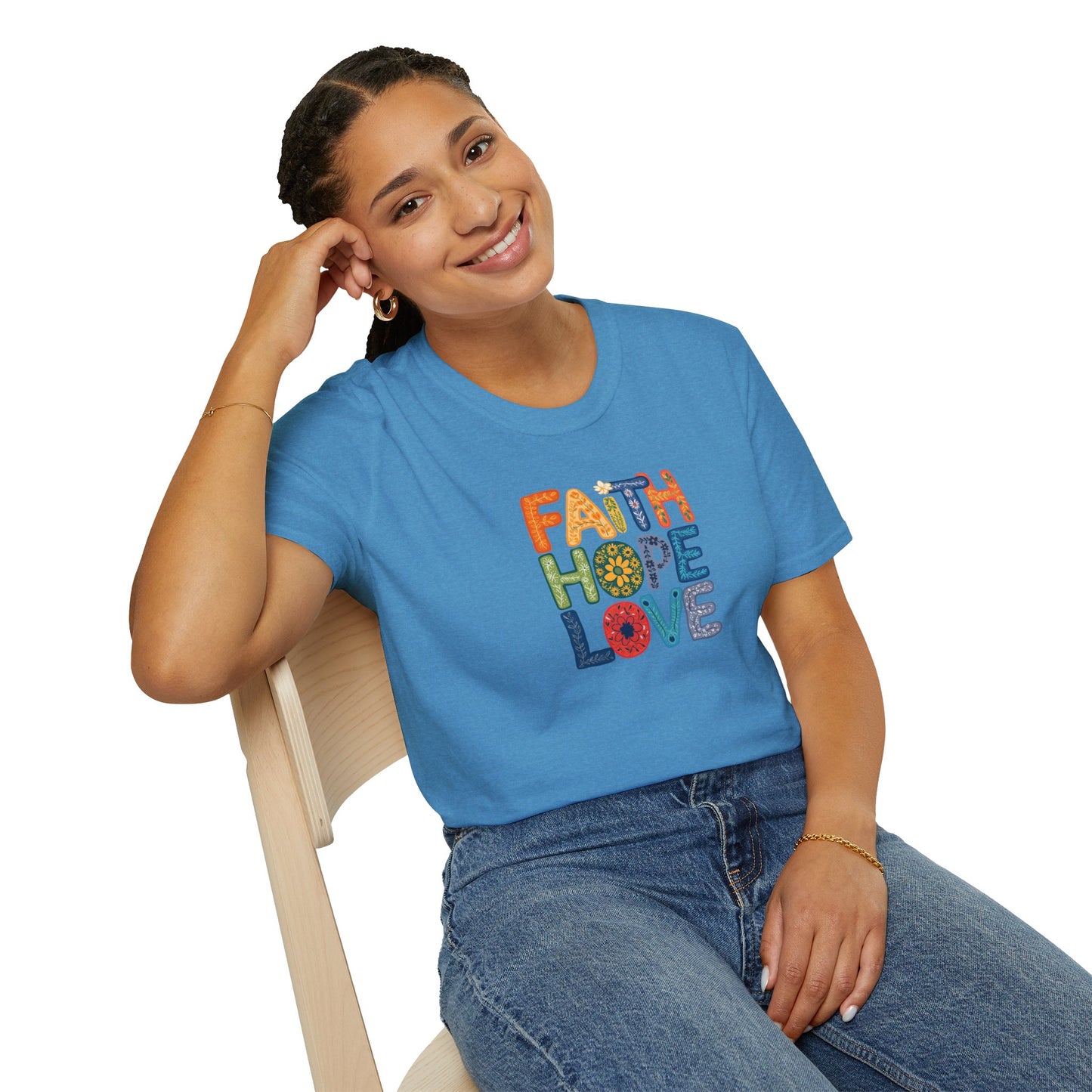 "Faith Hope Love" - Unisex Softstyle T-Shirt - Inspirational Graphic Tee