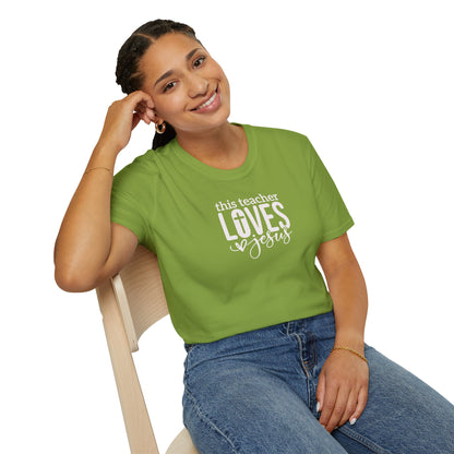 "This Teacher Loves Jesus" Unisex Softstyle T-Shirt