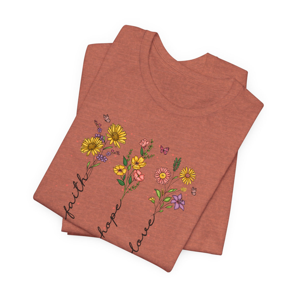 "Faith Hope Love" Flowers Unisex Softstyle T-Shirt