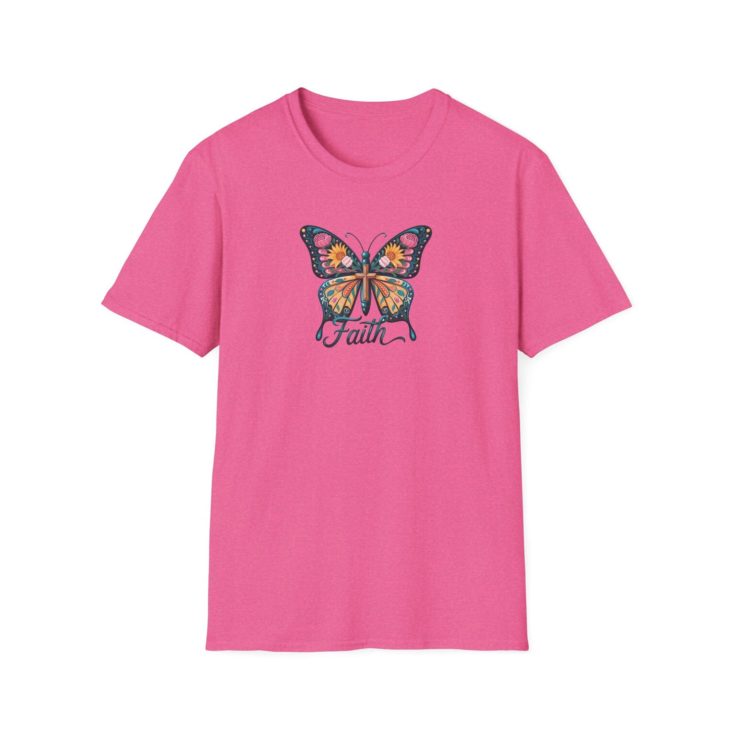 Faith Butterfly - Unisex Softstyle T-Shirt | Inspirational Tee, Gift for Her, Spring Fashion, Spiritual Wear, Summer Outfit