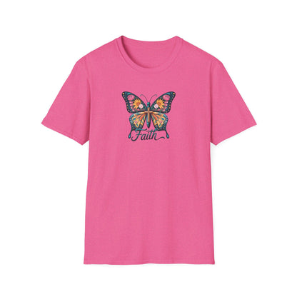Faith Butterfly - Unisex Softstyle T-Shirt | Inspirational Tee, Gift for Her, Spring Fashion, Spiritual Wear, Summer Outfit