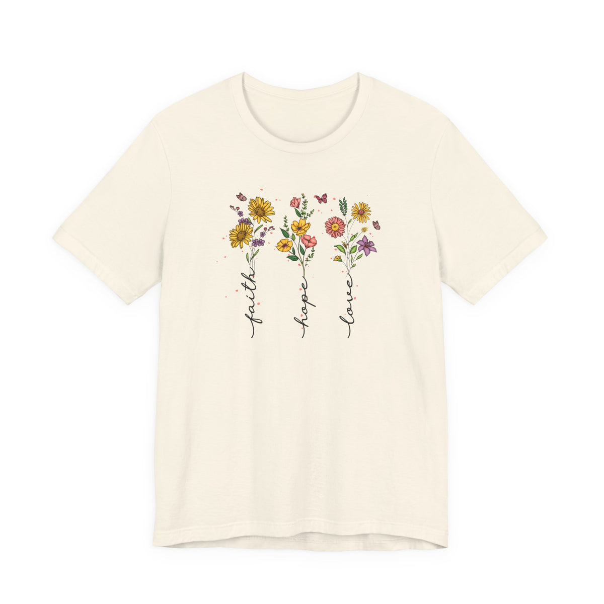 "Faith Hope Love" Flowers Unisex Softstyle T-Shirt