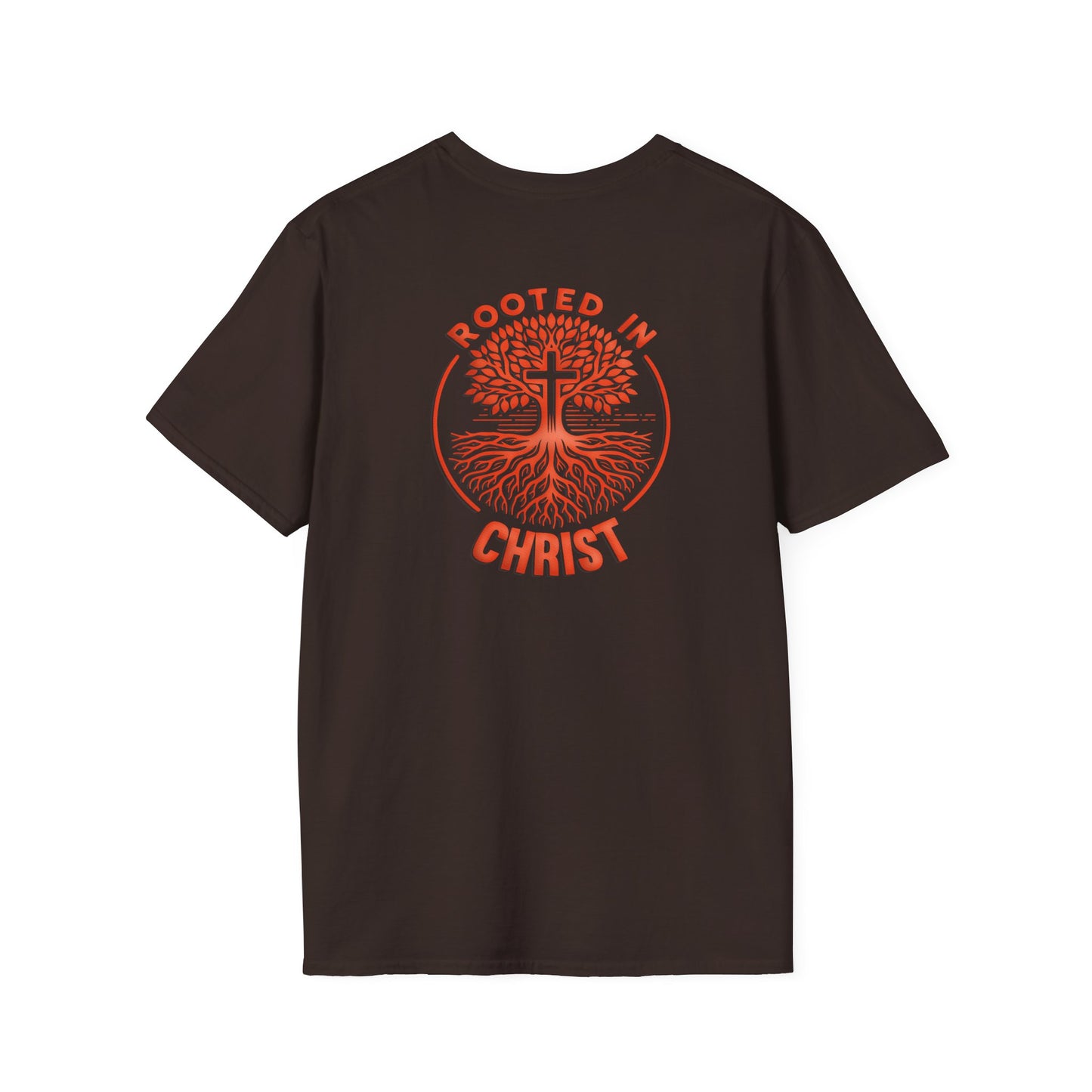 "Rooted In Christ" Back Print Unisex Softstyle T-Shirt