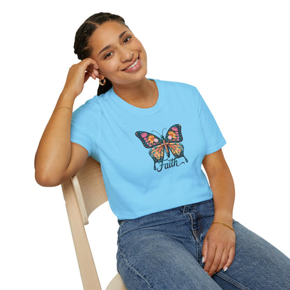 Faith Butterfly - Unisex Softstyle T-Shirt | Inspirational Tee, Gift for Her, Spring Fashion, Spiritual Wear, Summer Outfit