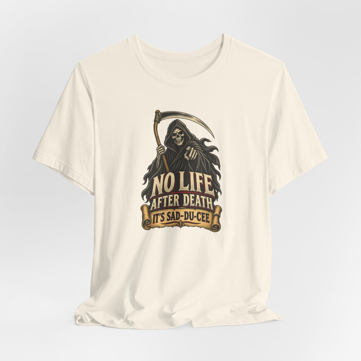 "It's Sad-du-cee" Front Print Vintage Grim Reaper Front Print T-Shirt