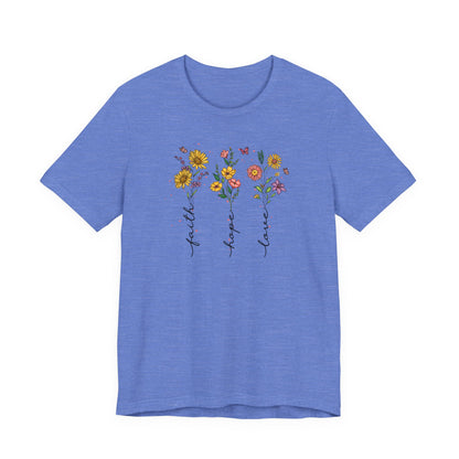 "Faith Hope Love" Flowers Unisex Softstyle T-Shirt