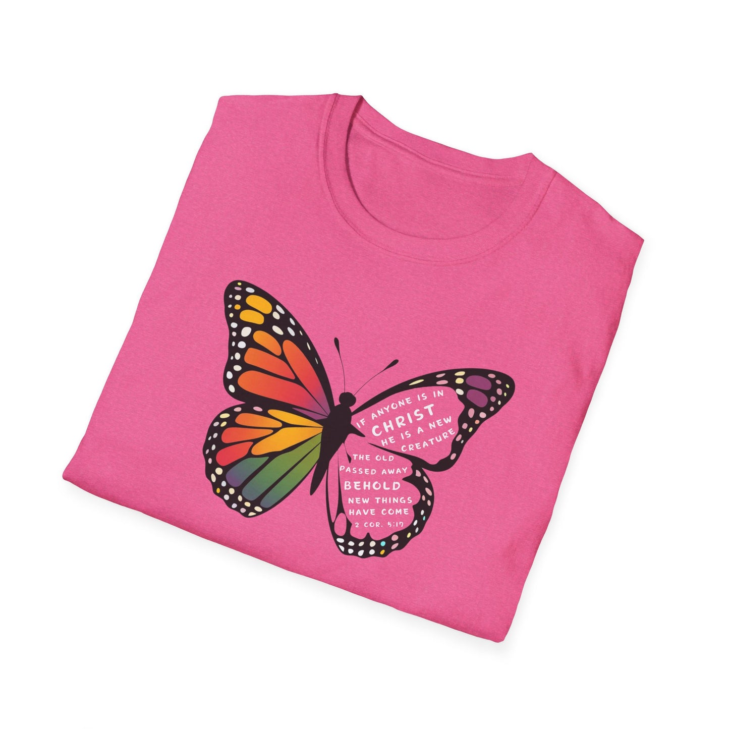 Bold & Colorful “New in Christ” Bible Verse Tee Unisex Softstyle T-Shirt