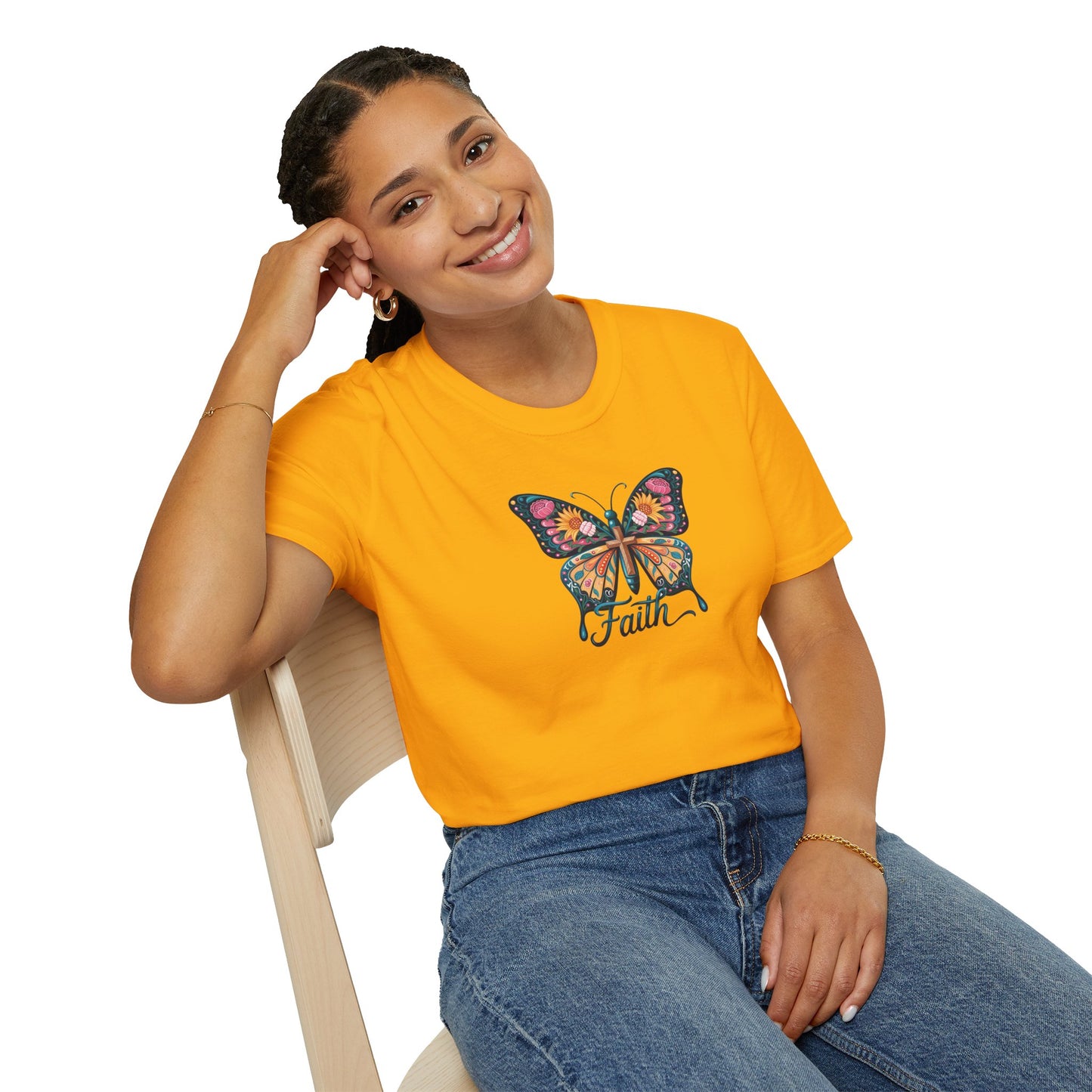 Faith Butterfly - Unisex Softstyle T-Shirt | Inspirational Tee, Gift for Her, Spring Fashion, Spiritual Wear, Summer Outfit