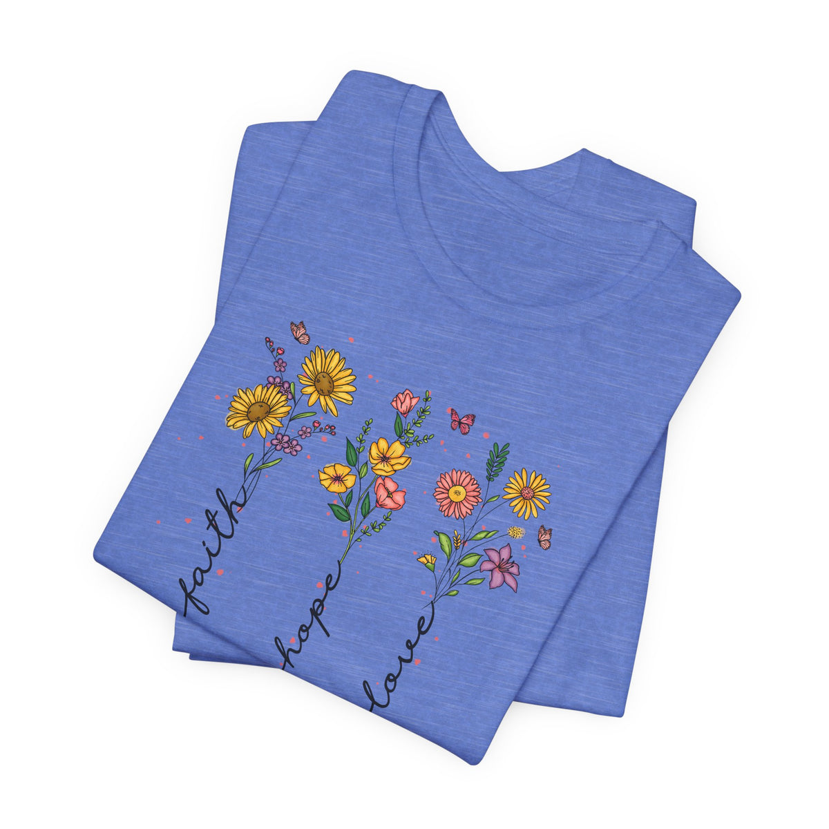 "Faith Hope Love" Flowers Unisex Softstyle T-Shirt