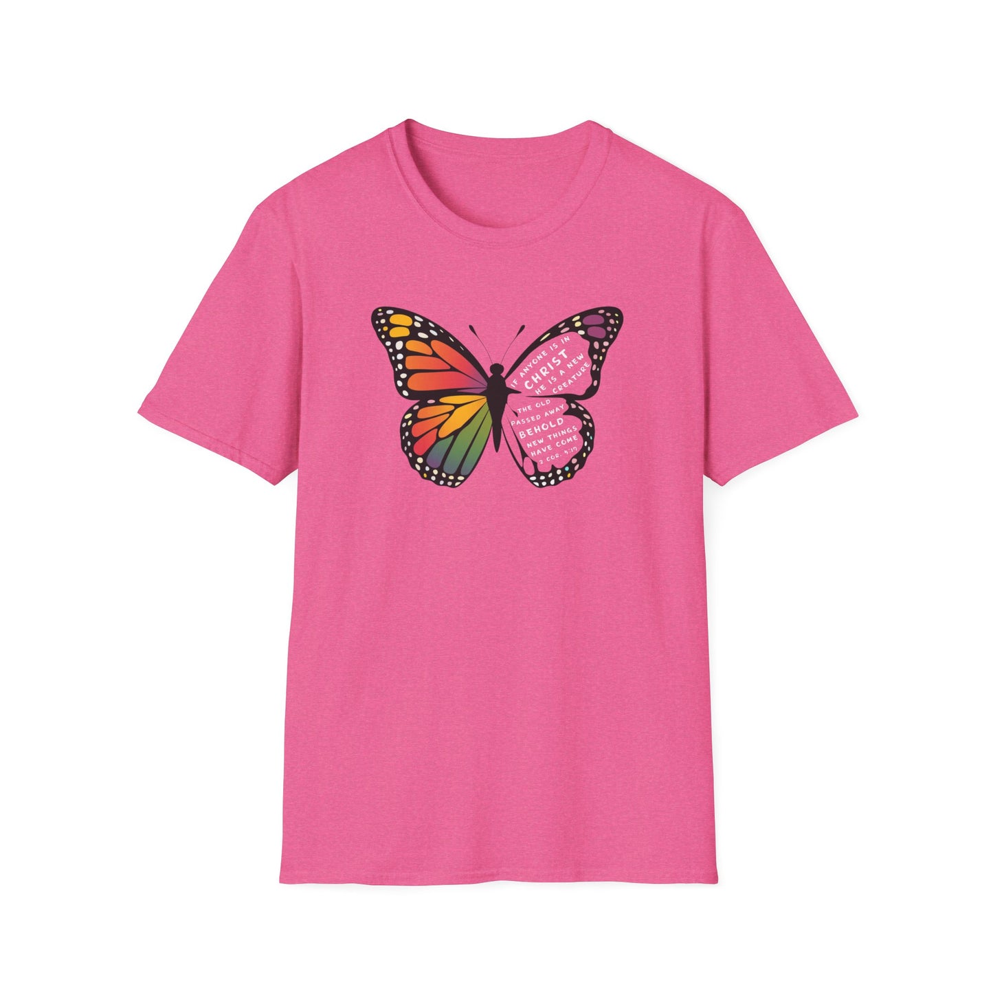 Bold & Colorful “New in Christ” Bible Verse Tee Unisex Softstyle T-Shirt