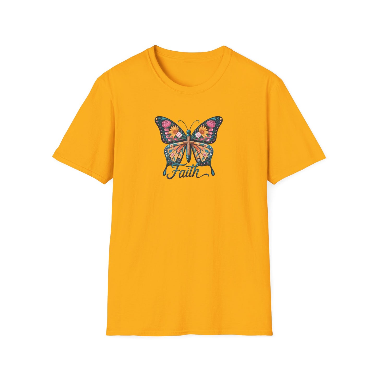 Faith Butterfly - Unisex Softstyle T-Shirt | Inspirational Tee, Gift for Her, Spring Fashion, Spiritual Wear, Summer Outfit