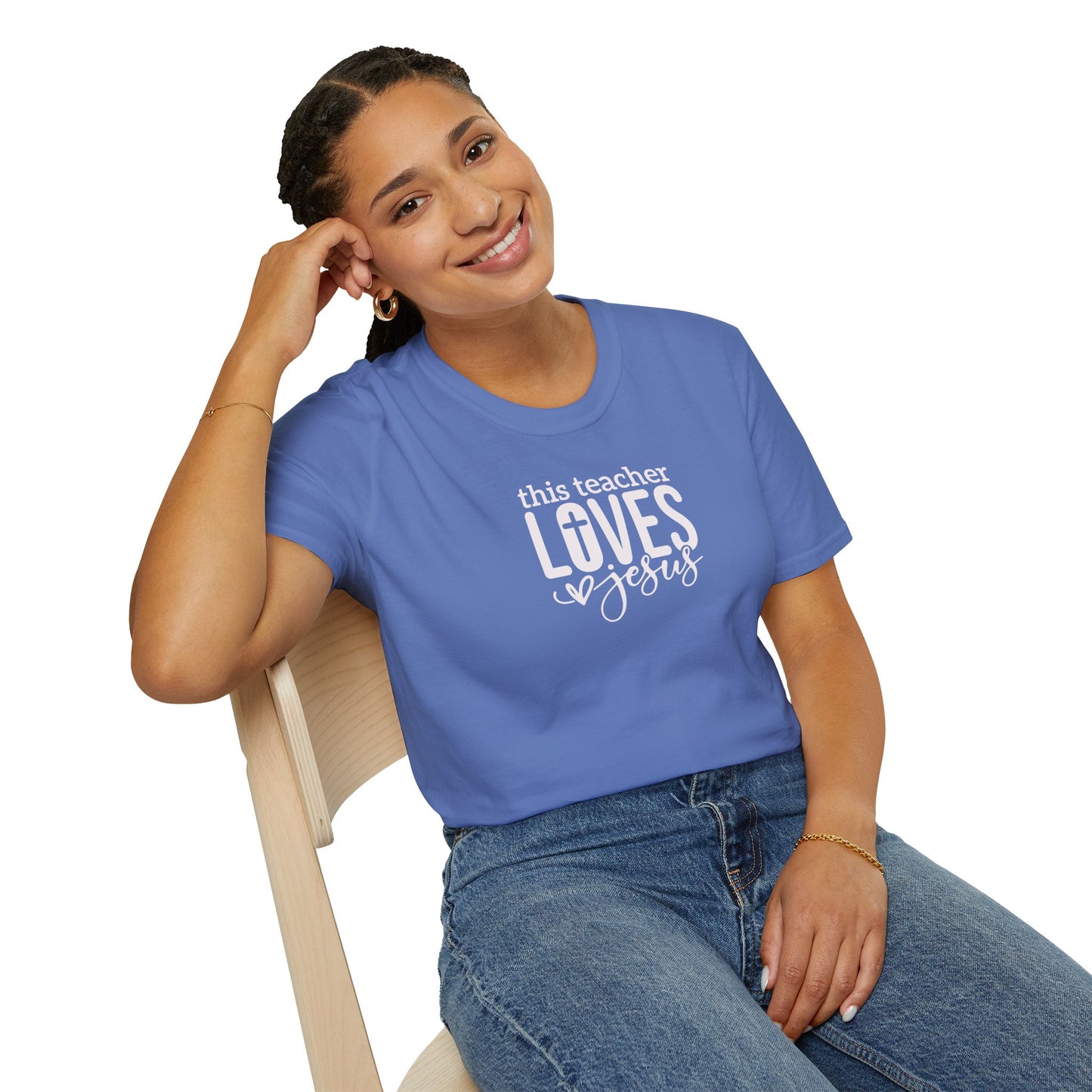 "This Teacher Loves Jesus" Unisex Softstyle T-Shirt