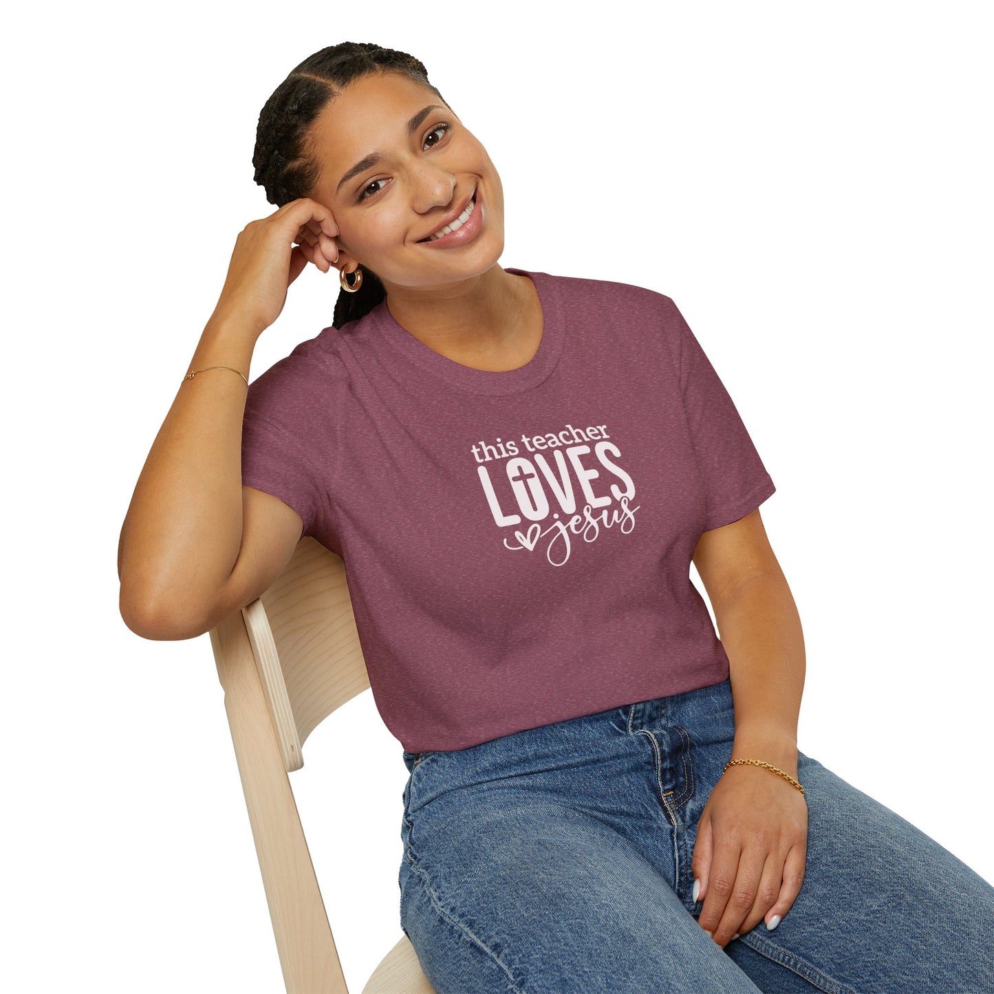 "This Teacher Loves Jesus" Unisex Softstyle T-Shirt