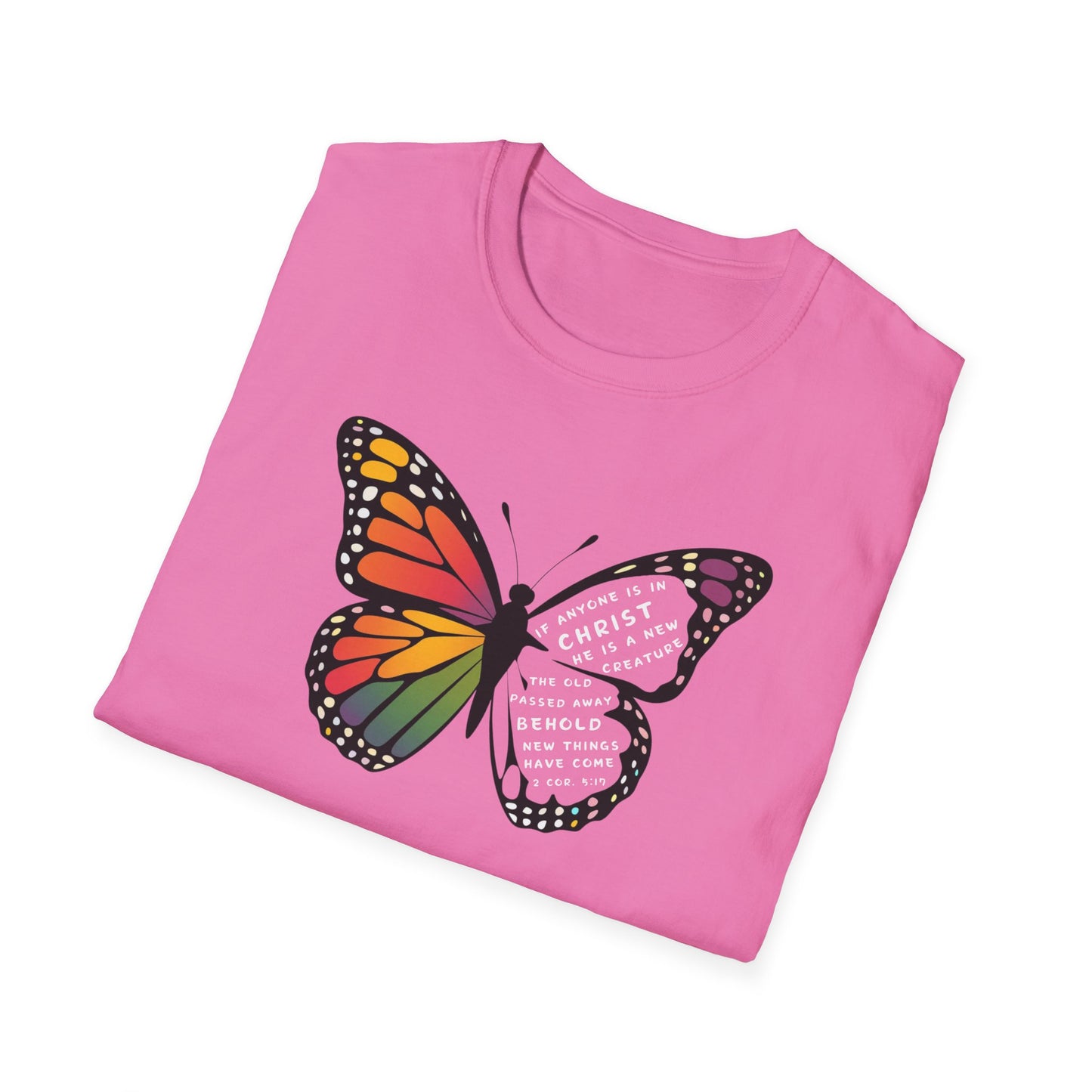 Bold & Colorful “New in Christ” Bible Verse Tee Unisex Softstyle T-Shirt