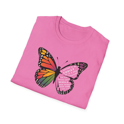 Bold & Colorful “New in Christ” Bible Verse Tee Unisex Softstyle T-Shirt