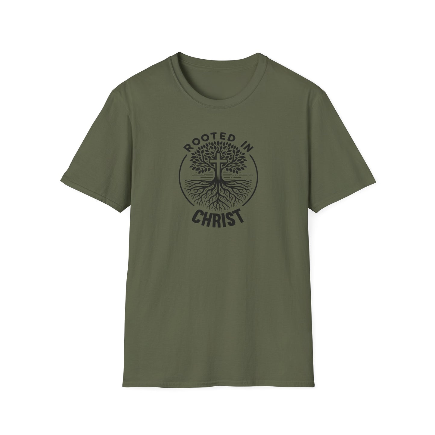 "Rooted In Christ" Front Print Unisex Softstyle T-Shirt