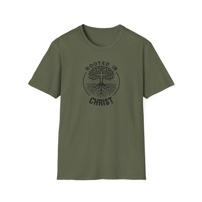 "Rooted In Christ" Front Print Unisex Softstyle T-Shirt