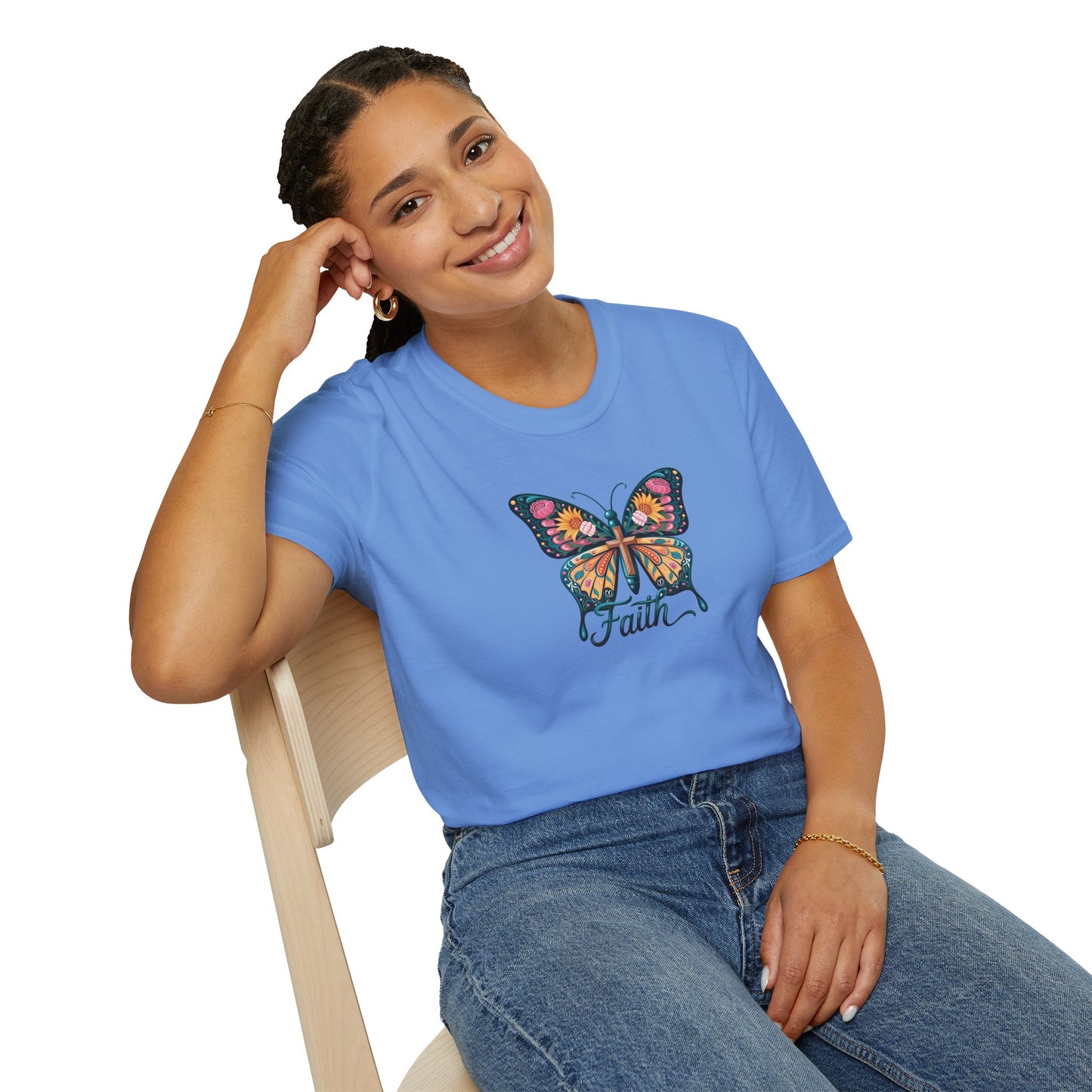 Faith Butterfly - Unisex Softstyle T-Shirt | Inspirational Tee, Gift for Her, Spring Fashion, Spiritual Wear, Summer Outfit