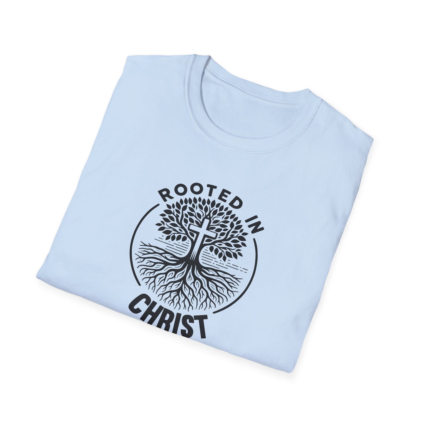 "Rooted In Christ" Front Print Unisex Softstyle T-Shirt