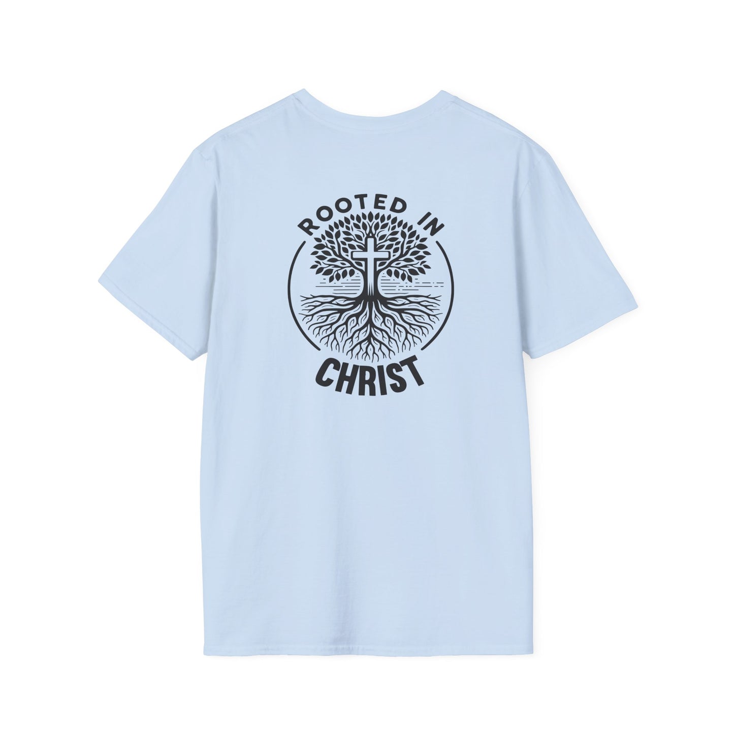 "Rooted In Christ" Back Print Unisex Softstyle T-Shirt