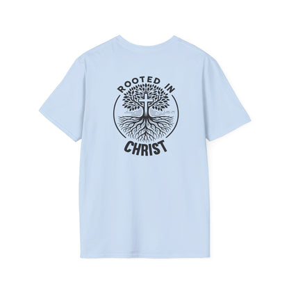 "Rooted In Christ" Back Print Unisex Softstyle T-Shirt