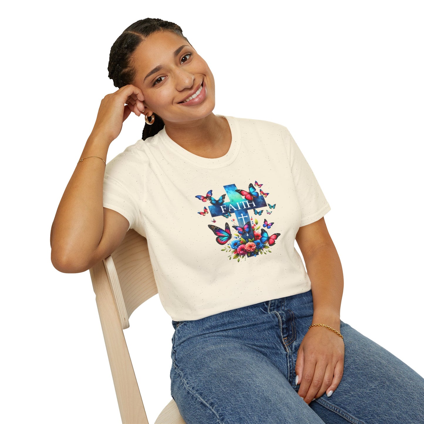 "Faith and Nature" -  Unisex T-Shirt - Christian, Butterfly Design