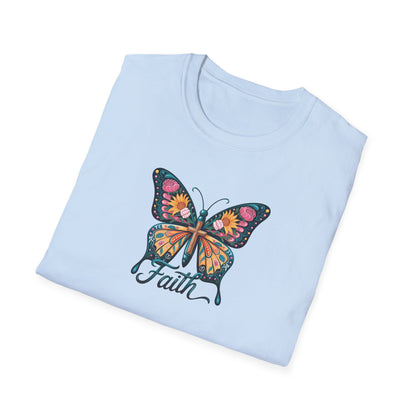 Faith Butterfly - Unisex Softstyle T-Shirt | Inspirational Tee, Gift for Her, Spring Fashion, Spiritual Wear, Summer Outfit